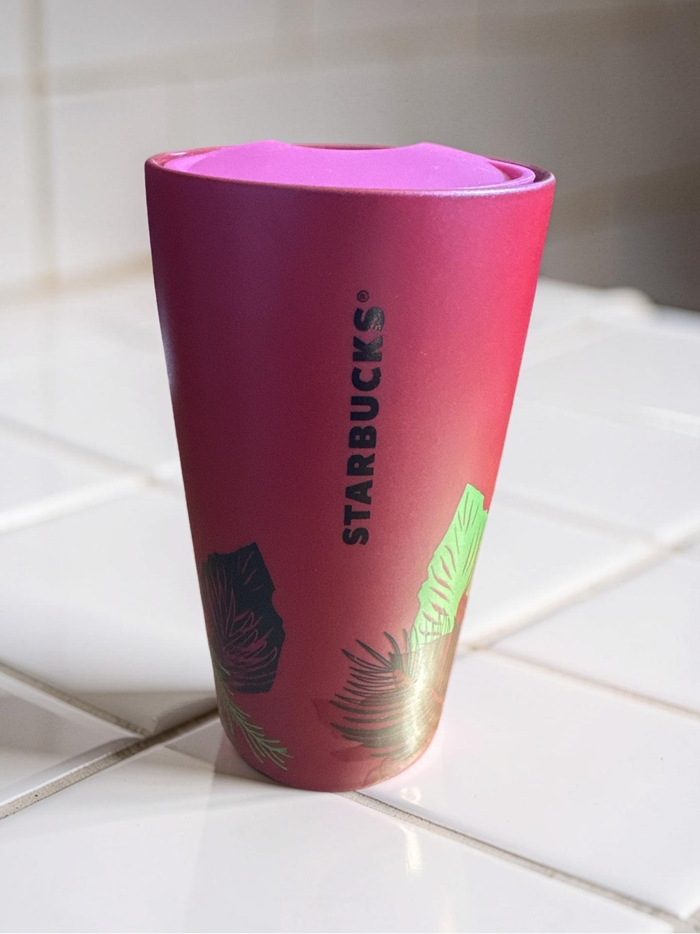 New STARBUCKS 2021 Holiday Christmas Poinsettia 12 oz. Ceramic Tumbler, Coffee !